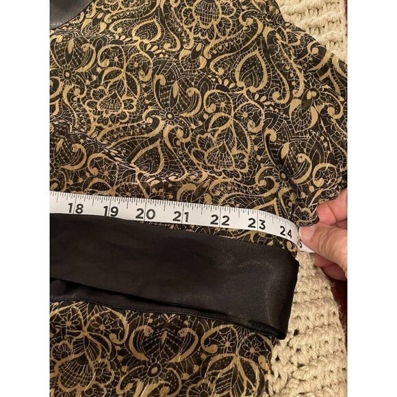 VINTAGE Boxy Apostrophe Printed Kimono Top Women's sz  20-22W gold and black she - Picture 12 of 14